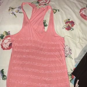 Ladies cotton tank w beaded stripes